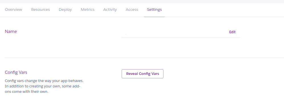 Heroku Settings