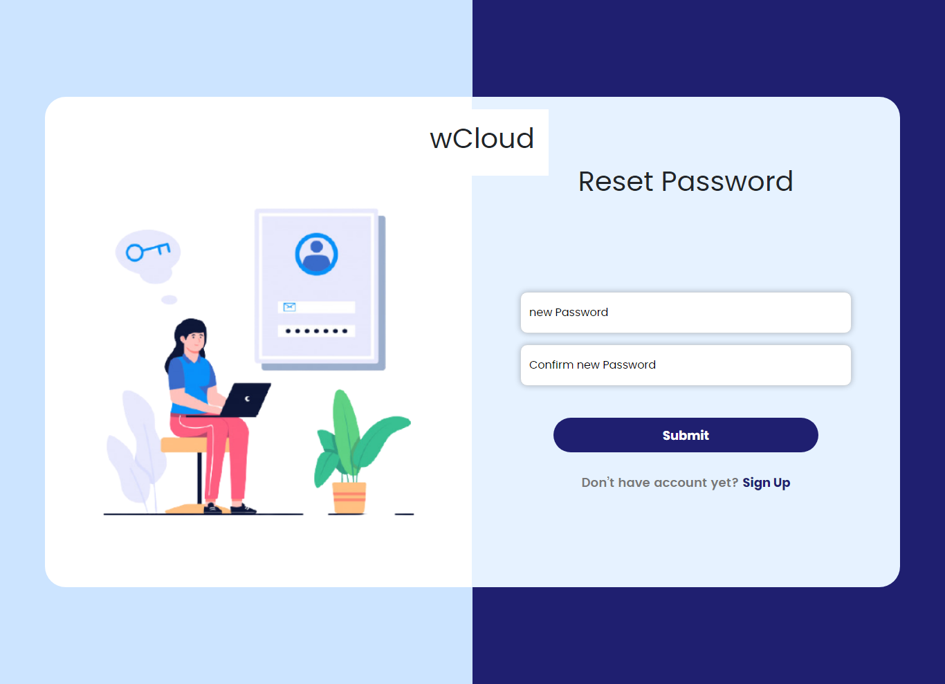 wCloud Reset Password
