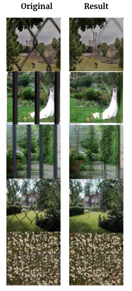 Fig. 8 Example Output of Image Segmentation and Inpainting, combined images not demonstrating steps.