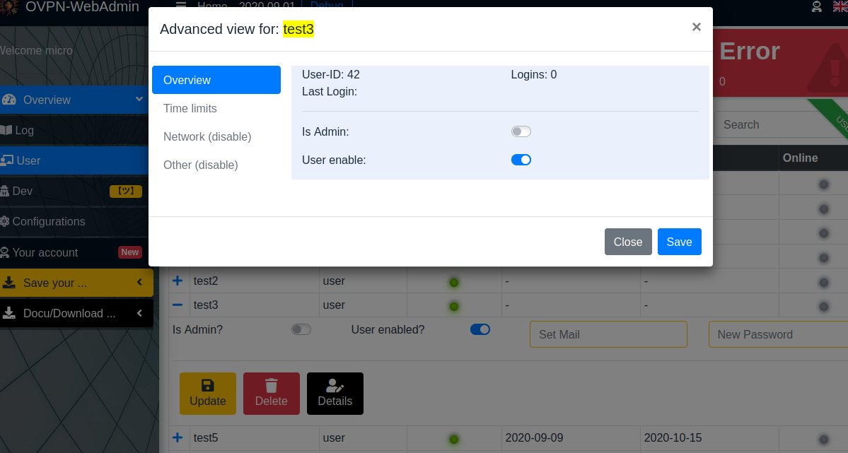 Previsualisation Administration OpenVPN-WebAdmin