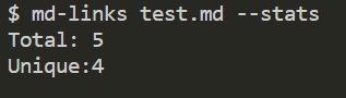 Imagen de Usando md-links con options --stats 