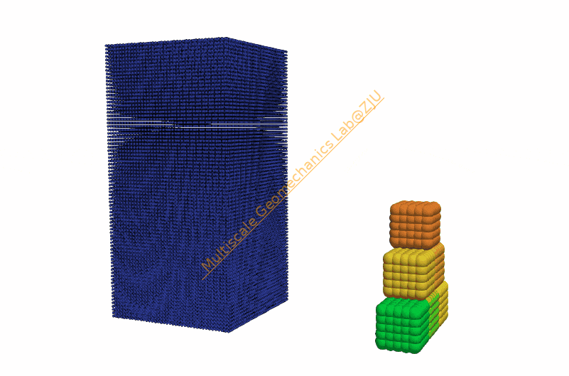 Granular column impacting cubic particles