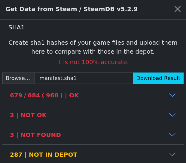 SteamDB hash manifest check