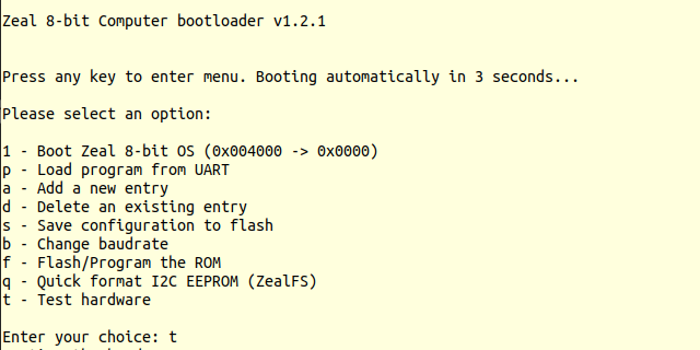 Zeal Bootloader menu