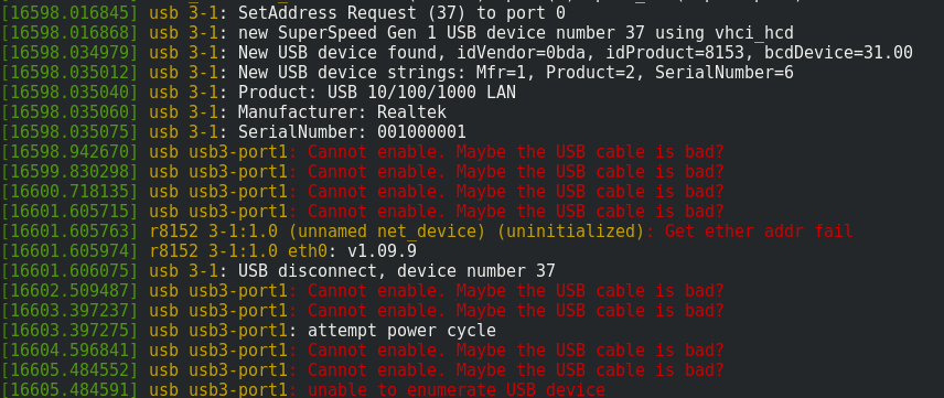 ethernet wifi usb adapters limited support