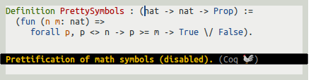 Prettification of math symbols (disabled)