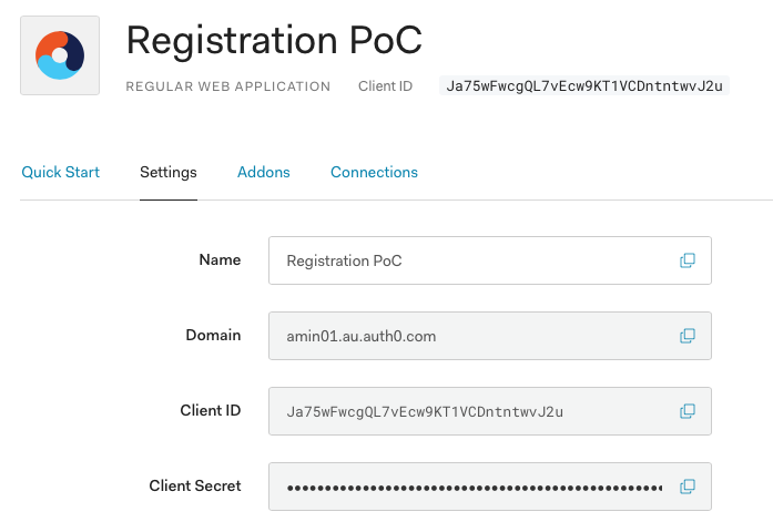 Register a RWA client in Auth0