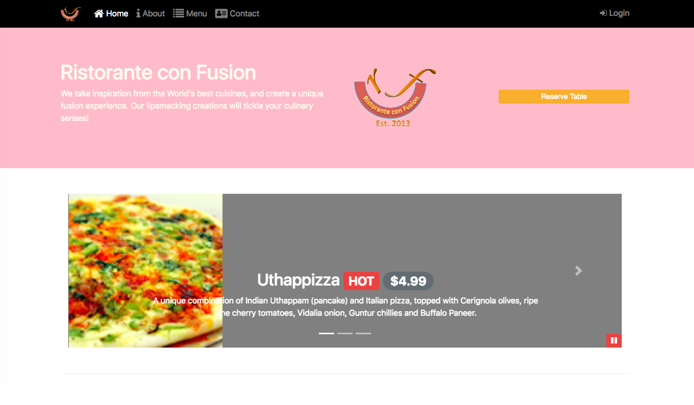 Image of restaurant website