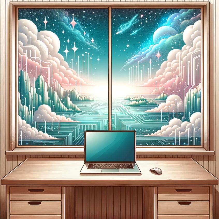 illustration of a room with a view