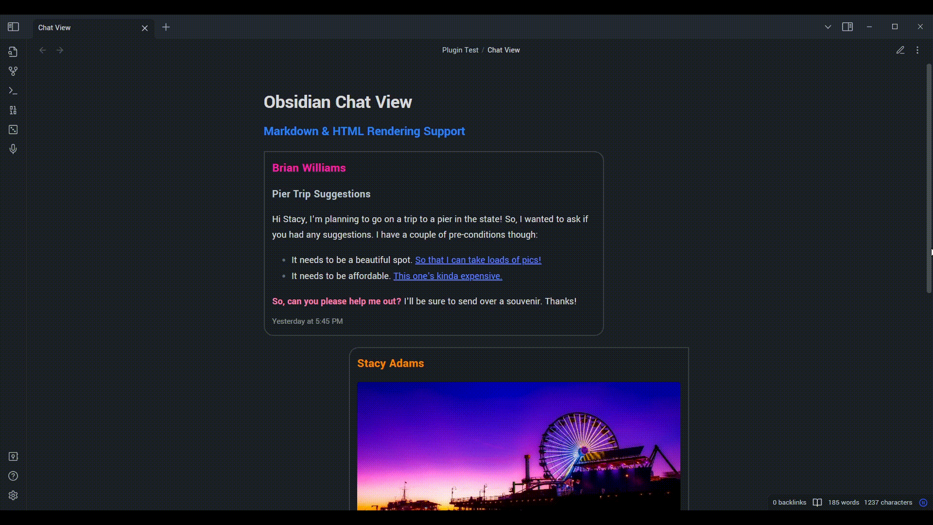 Chat View Markdown & HTML Support