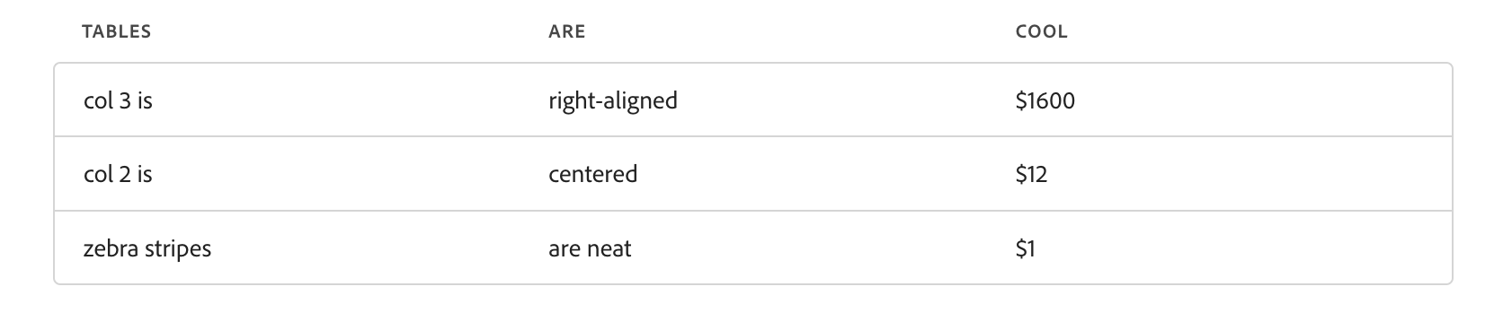 styled markdown table