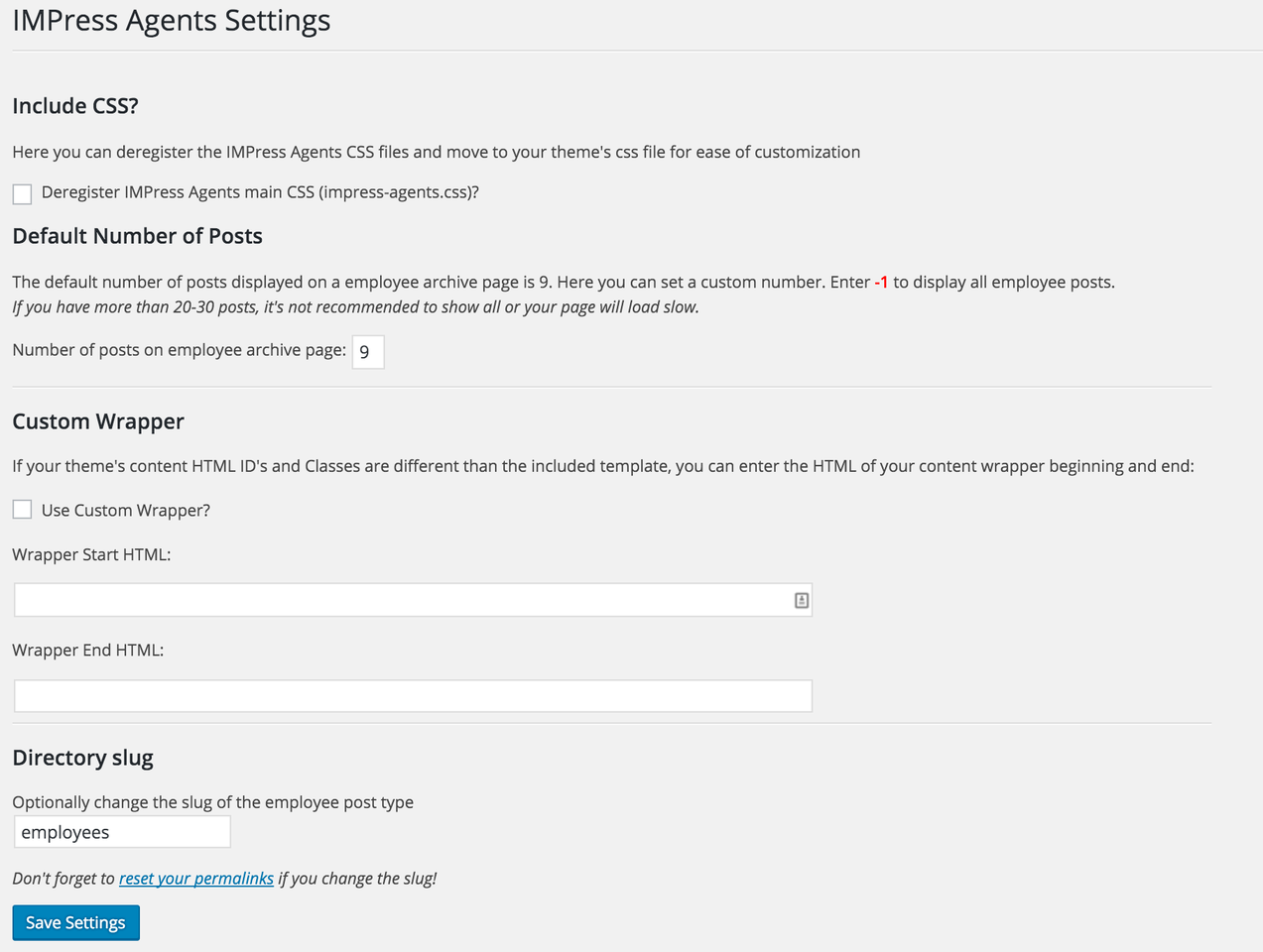 WPAdmin Settings