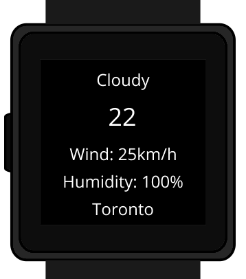 Weather application running in the wasp-os simulator