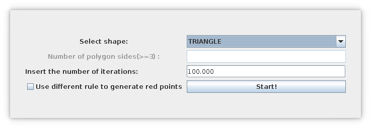 Main window: Default settings