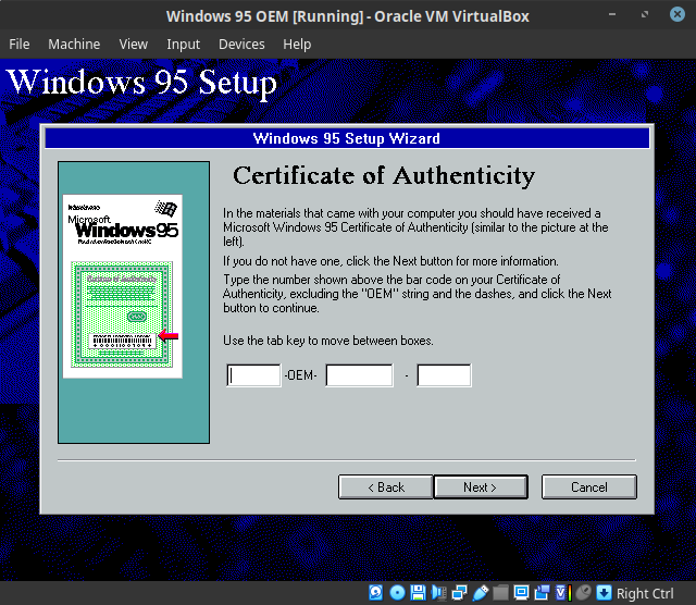 OEM Windows 95 enter key