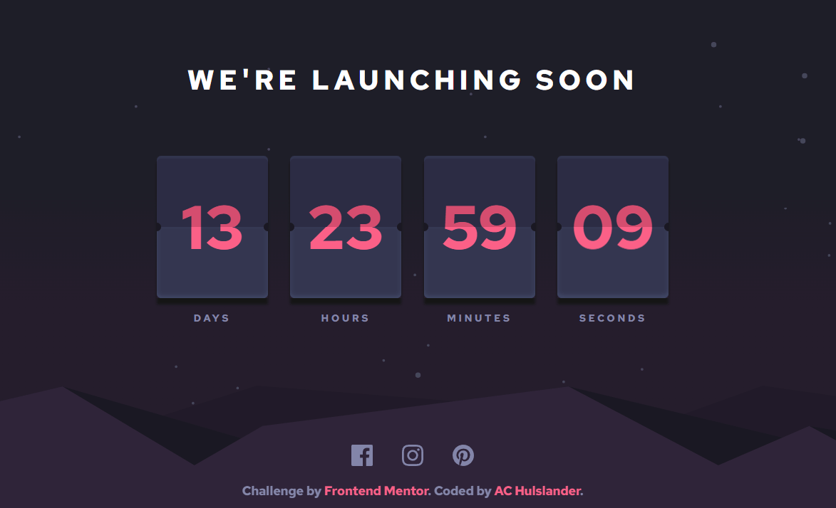 a headline of 'we're launching soon' that has a countdown timer below it countingn down from 14 days