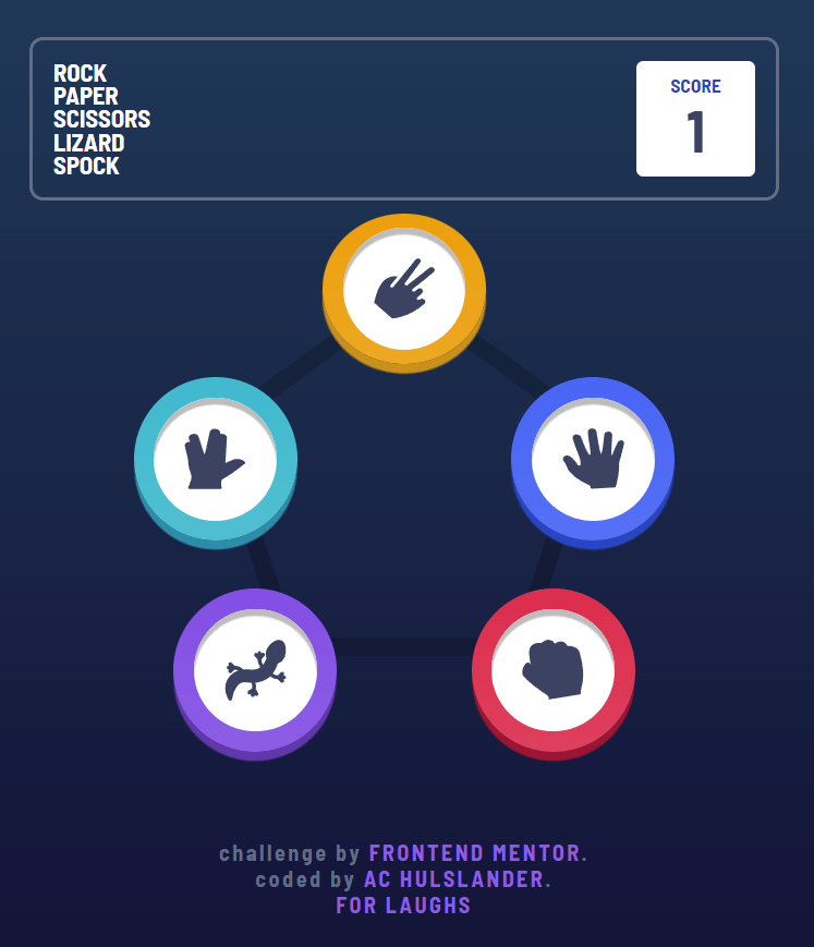 a one person against the computer game of rock-paper-scissors-lizard-spock