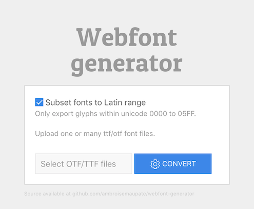 Webfont generator screenshot