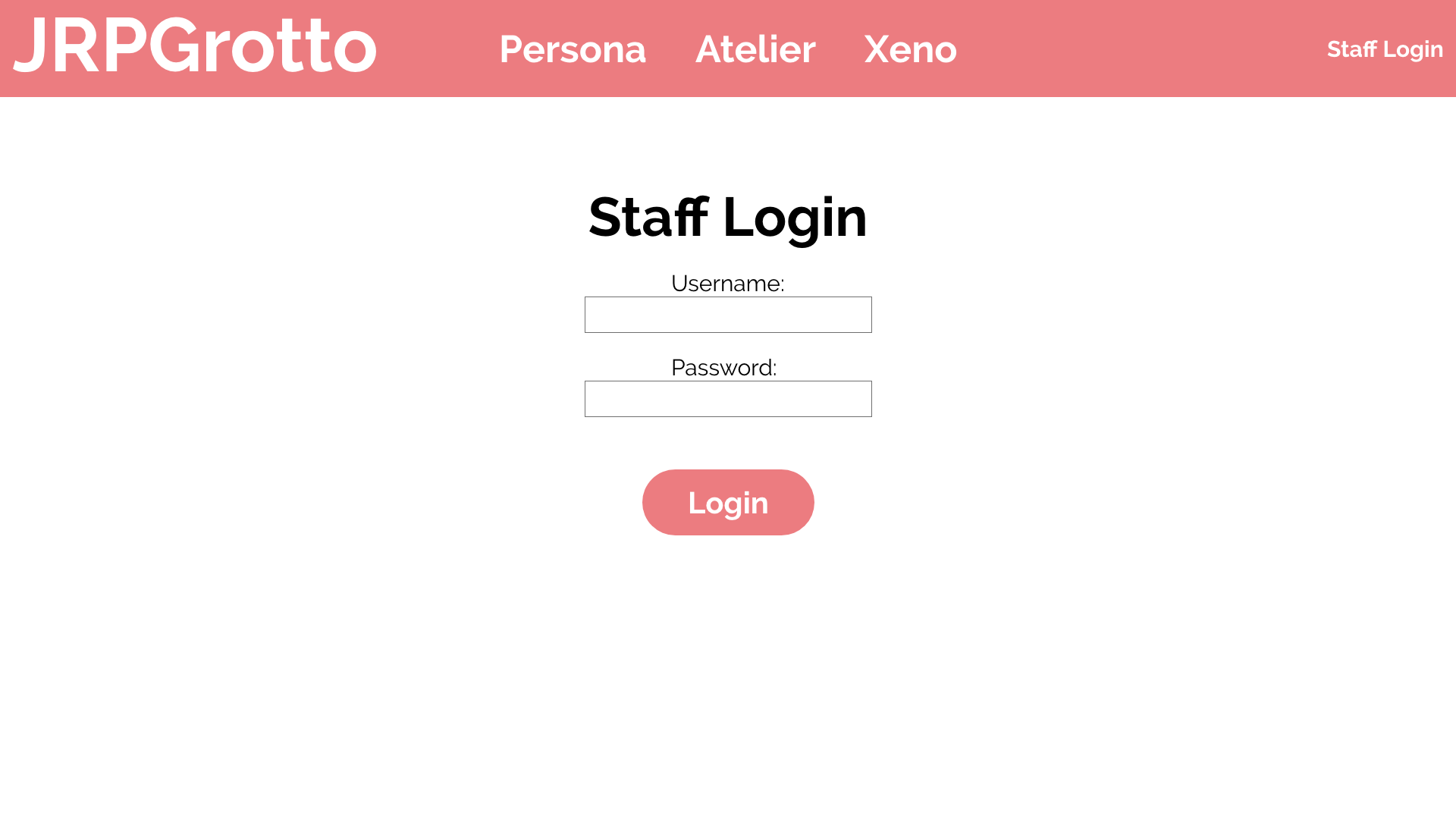 Login Page for Staff