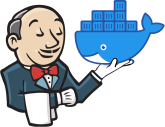 Jenkins holding docker in one hand to serve to you