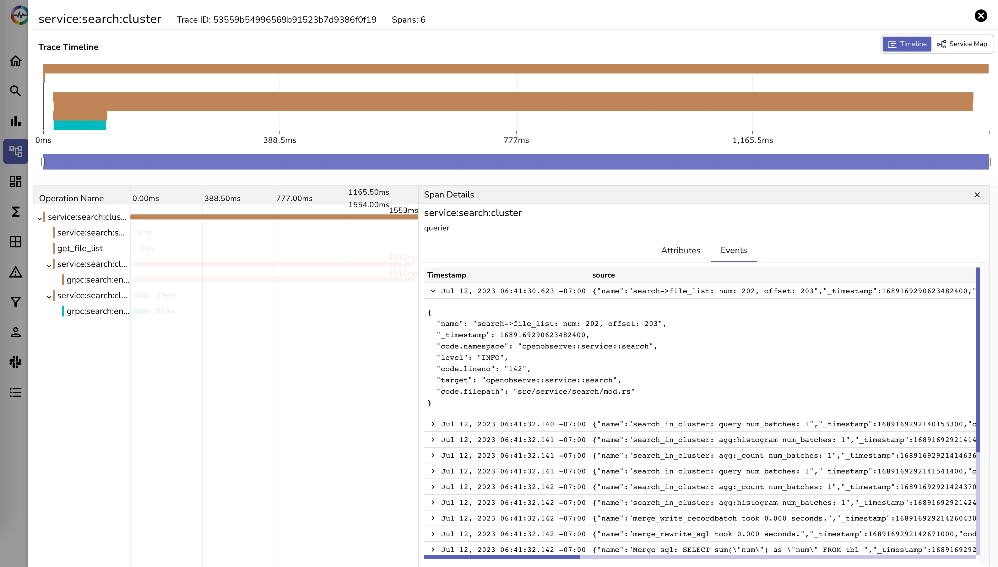 Traces using Opentelemetry