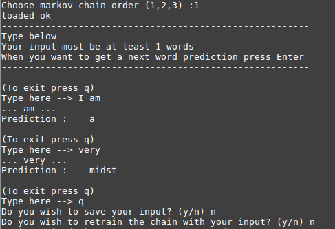 example using 1st order chain