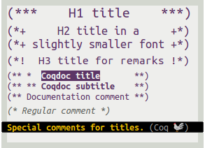 Special syntax for titles in comments