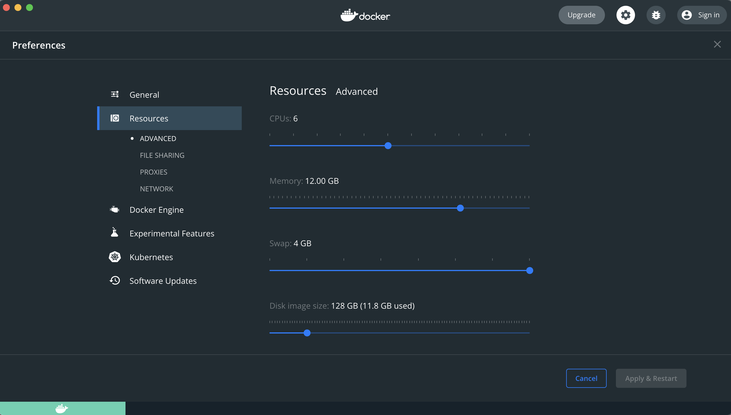 Docker Desktop Resources