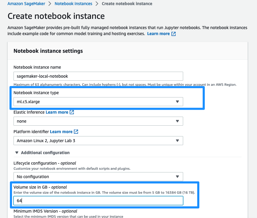 Create SageMaker Local Notebook