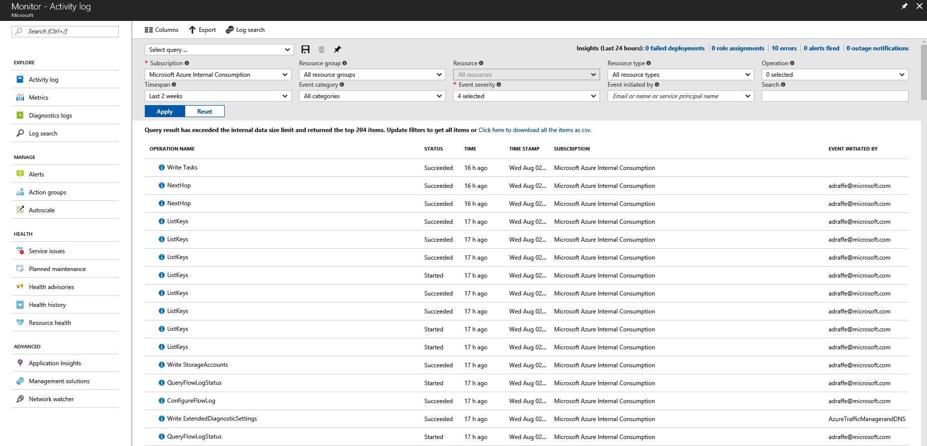 Azure Monitor Activity Log