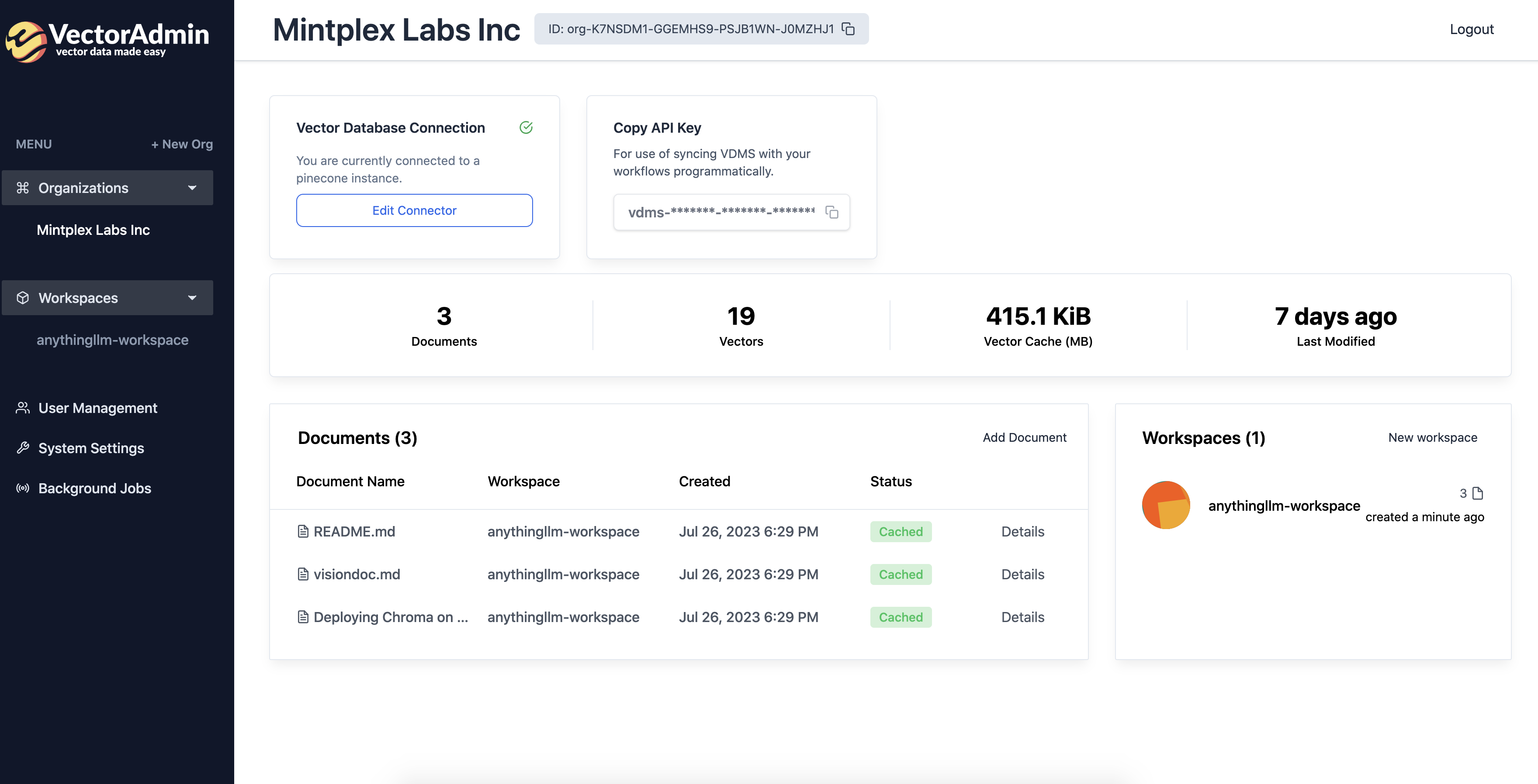 Managing VectorData