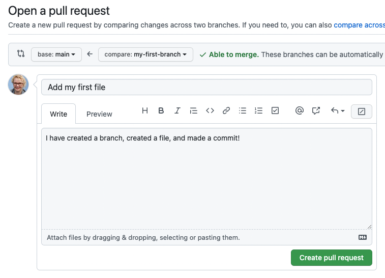 screenshot showing pull request