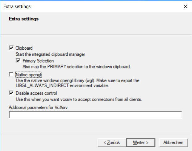 VcXsrv Configuration