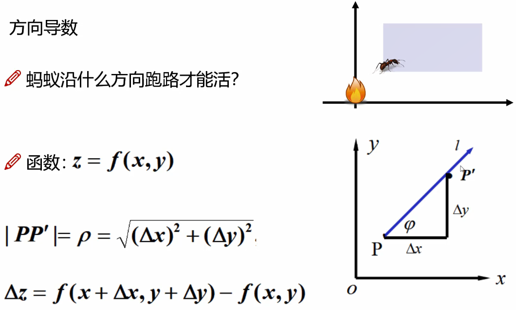 有个坐标轴x,y，(0,0)处着火，蚂蚁应该怎么走