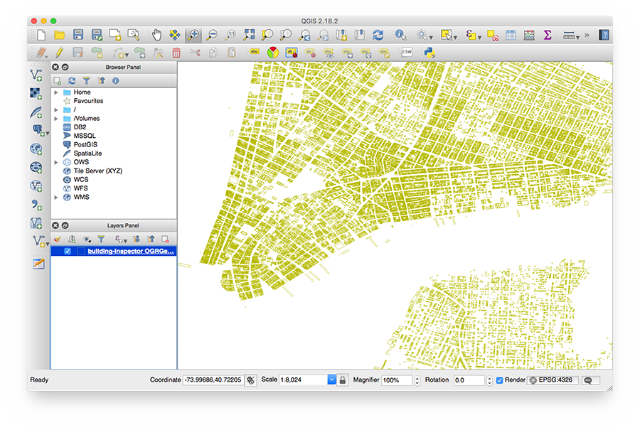 Building Inspector data displayed in QGIS