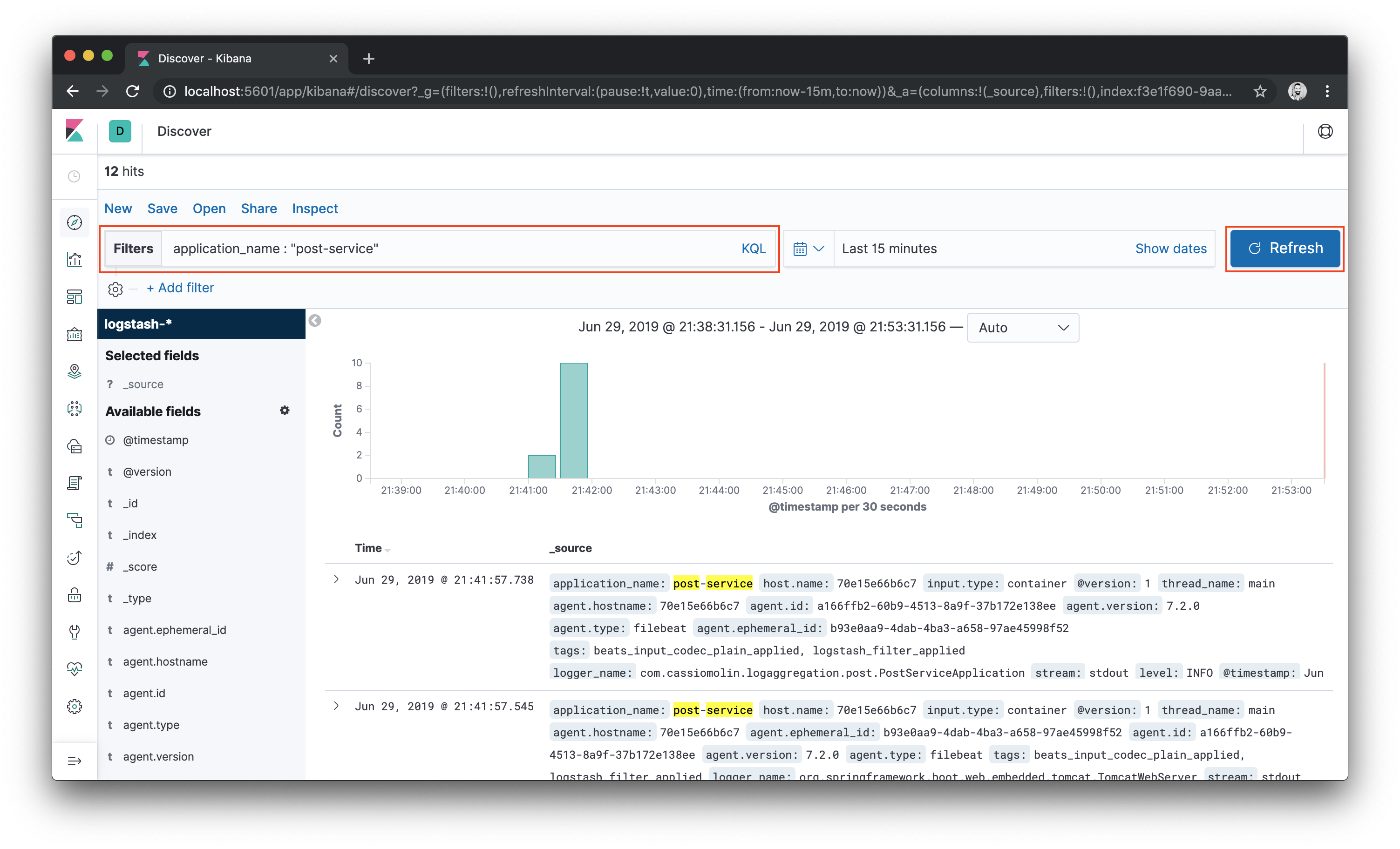 Filtering logs by application name