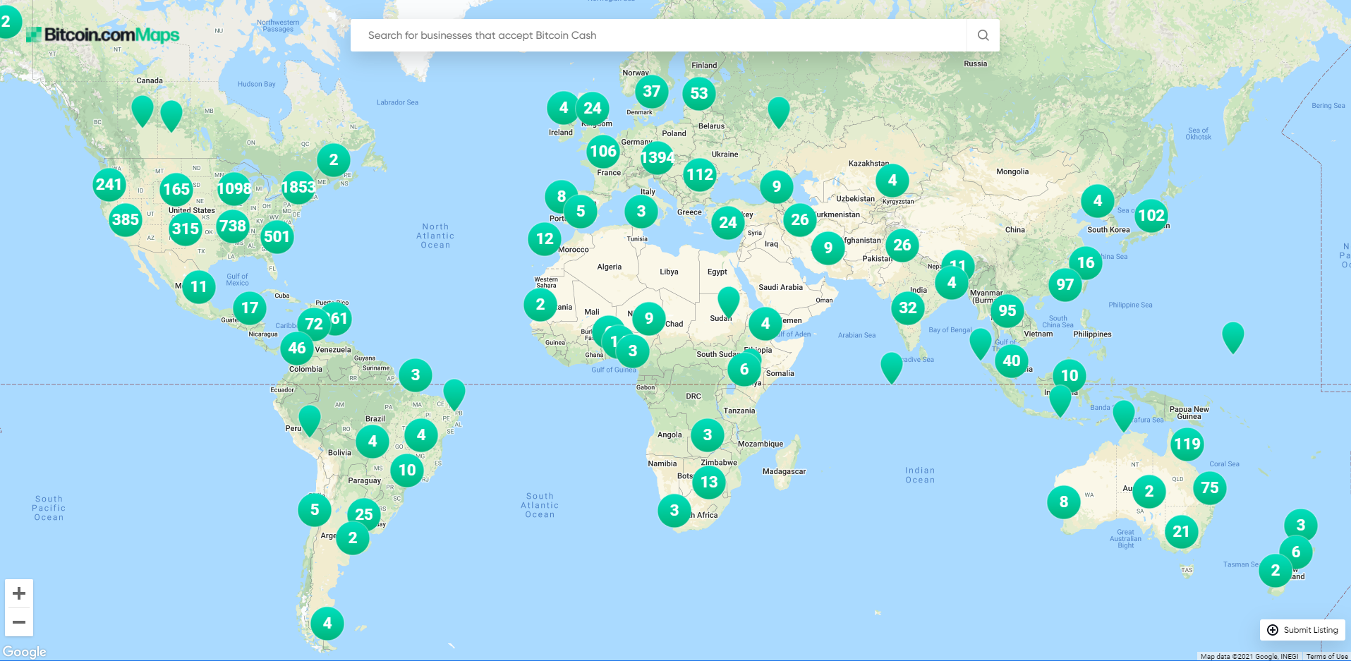 Bitcoin Cash Map