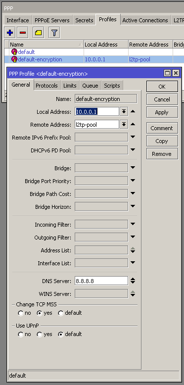 PPP Profile - General tab