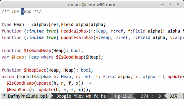 Boogie buffer in Emacs