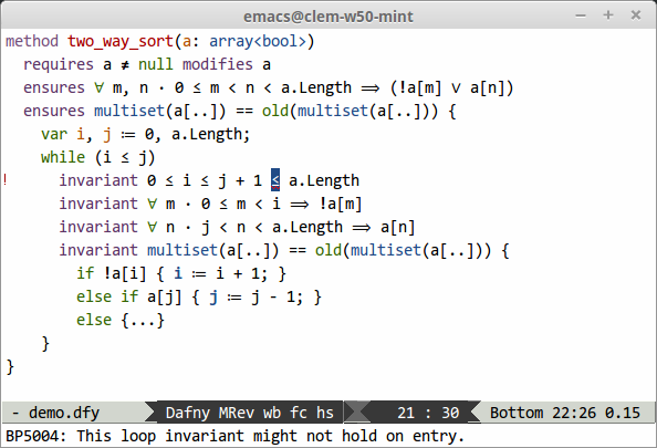 Dafny buffer in Emacs