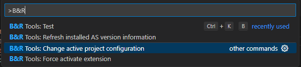 Change active configuration by command