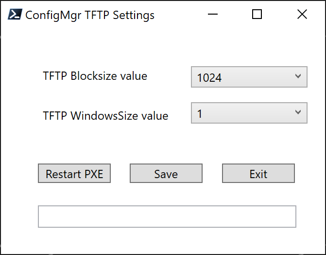 Configuration Manager TFTP Settings GUI