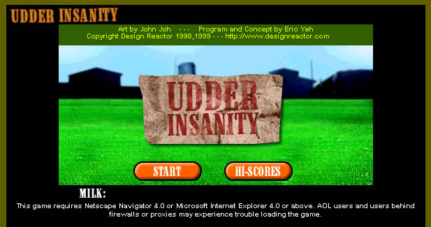Udder Insanity Title Screen