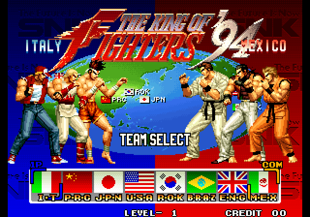 kof94 team select screen