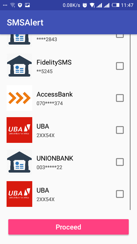 Image of bank account list