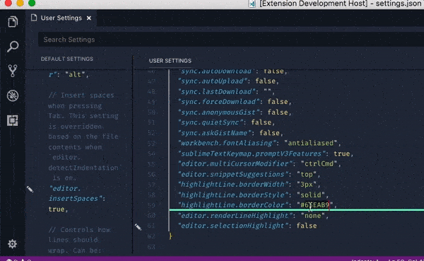 Highlight Line VScode customization preview