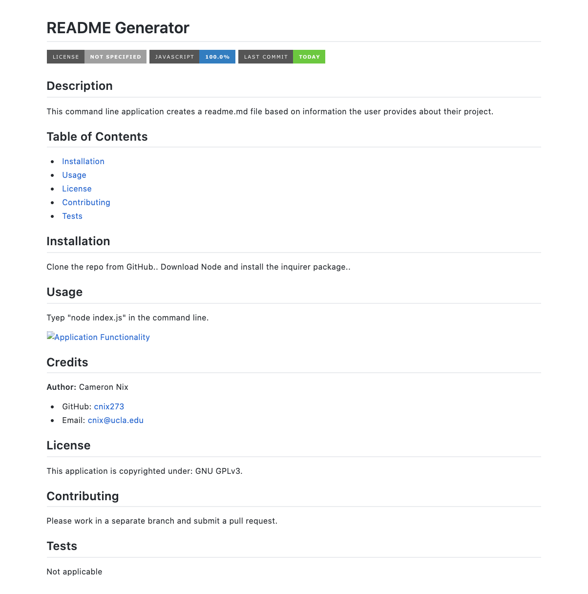 Sample ReadMe Screenshot