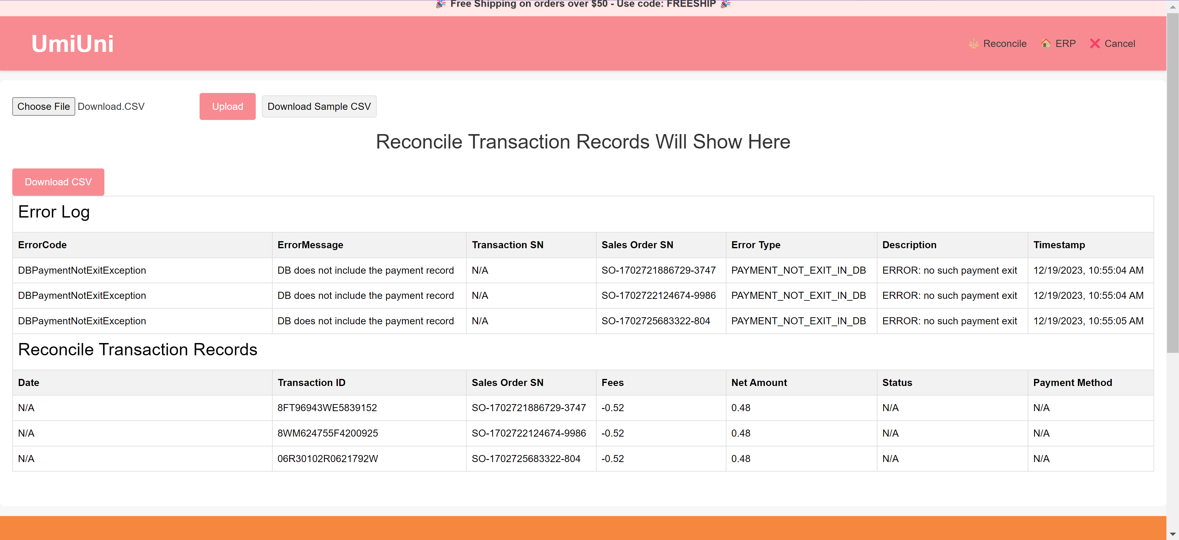 Reconcile Log_ERROR_DB