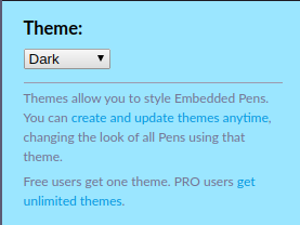 image of themes dropdown selected to Dark