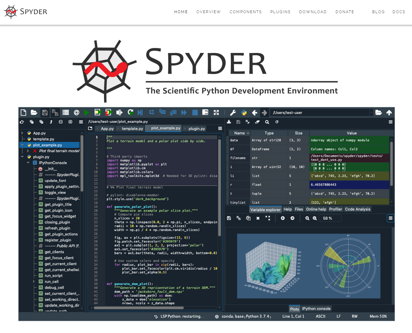 Screenshot of the Spyder website homepage, showing a banner and screenshot